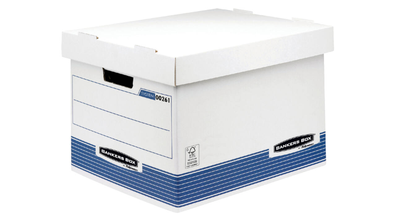 Archiefdoos Bankers Box System standaard wit blauw