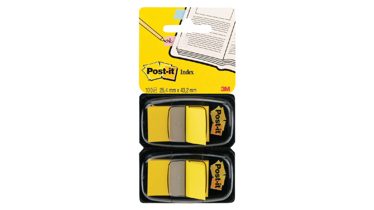 Indextabs Post-it 680 25.4x43.2mm duopack geel 2x50 tabs