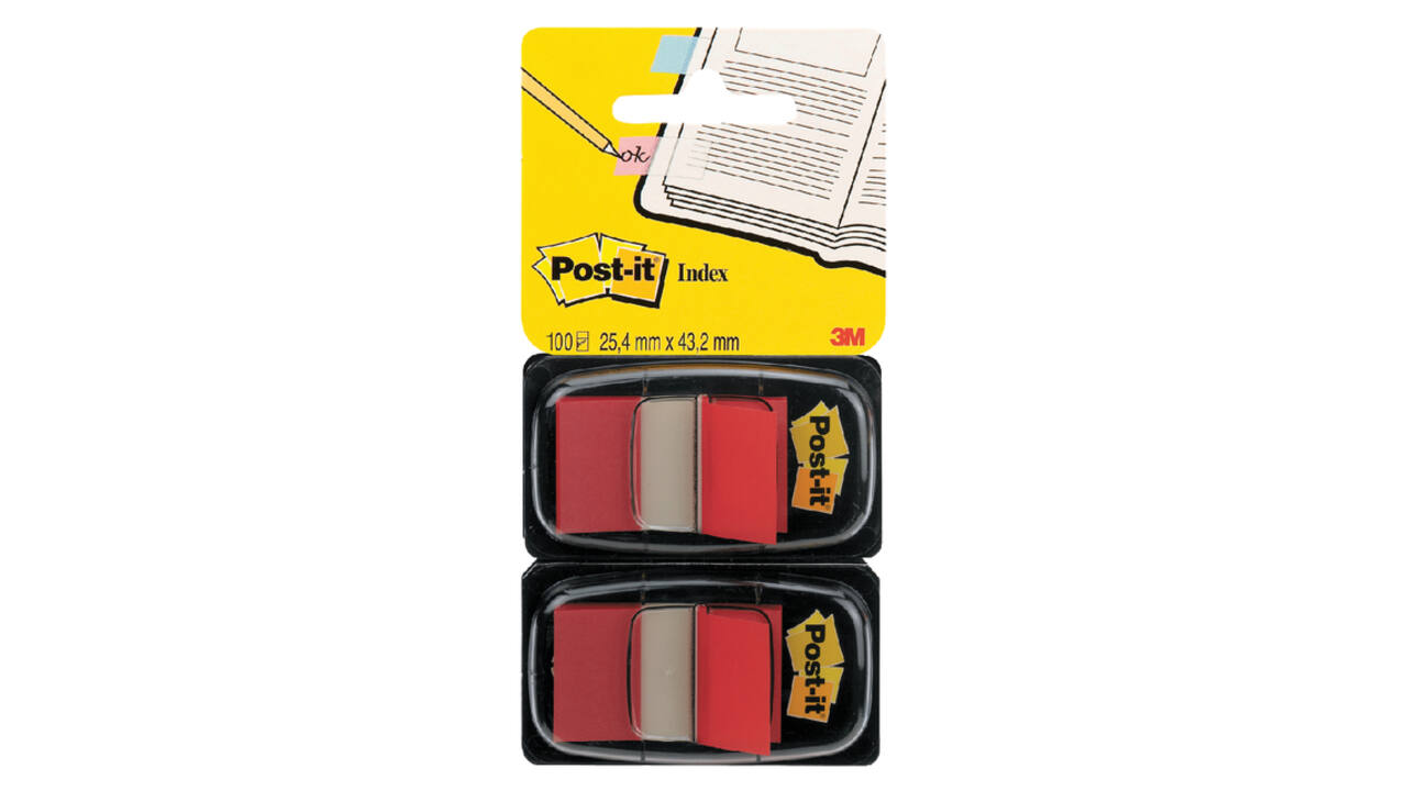 Indextabs Post-it 680 25.4x43.2mm duopack rood 2x 50 tabs