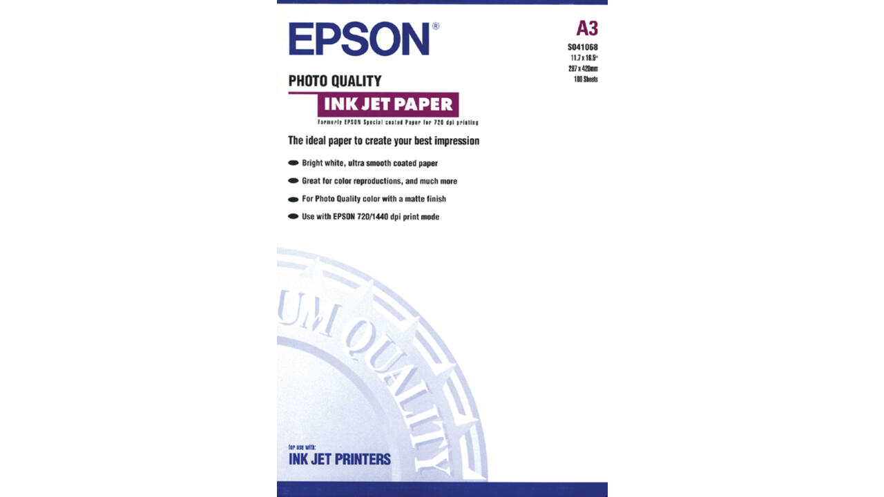 Inkjetpapier Epson S041068 A3 mat 105gr 100 vel
