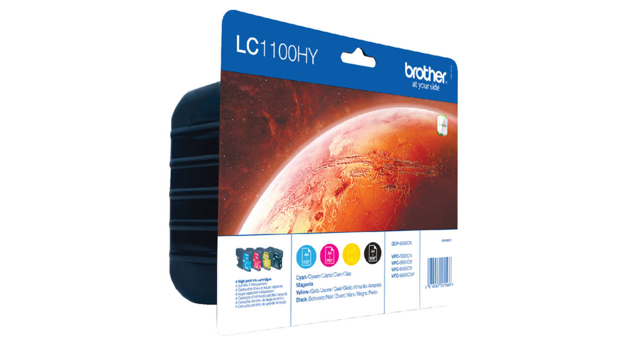 Inktcartridge Brother LC-1100HYVALBP zwart + 3 kleuren