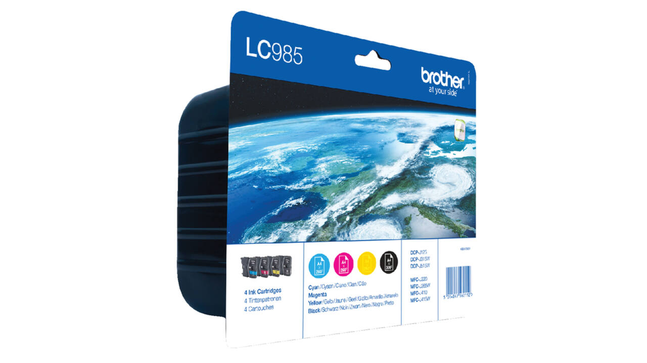 Inktcartridge Brother LC-985VALBP zwart + 3 kleuren