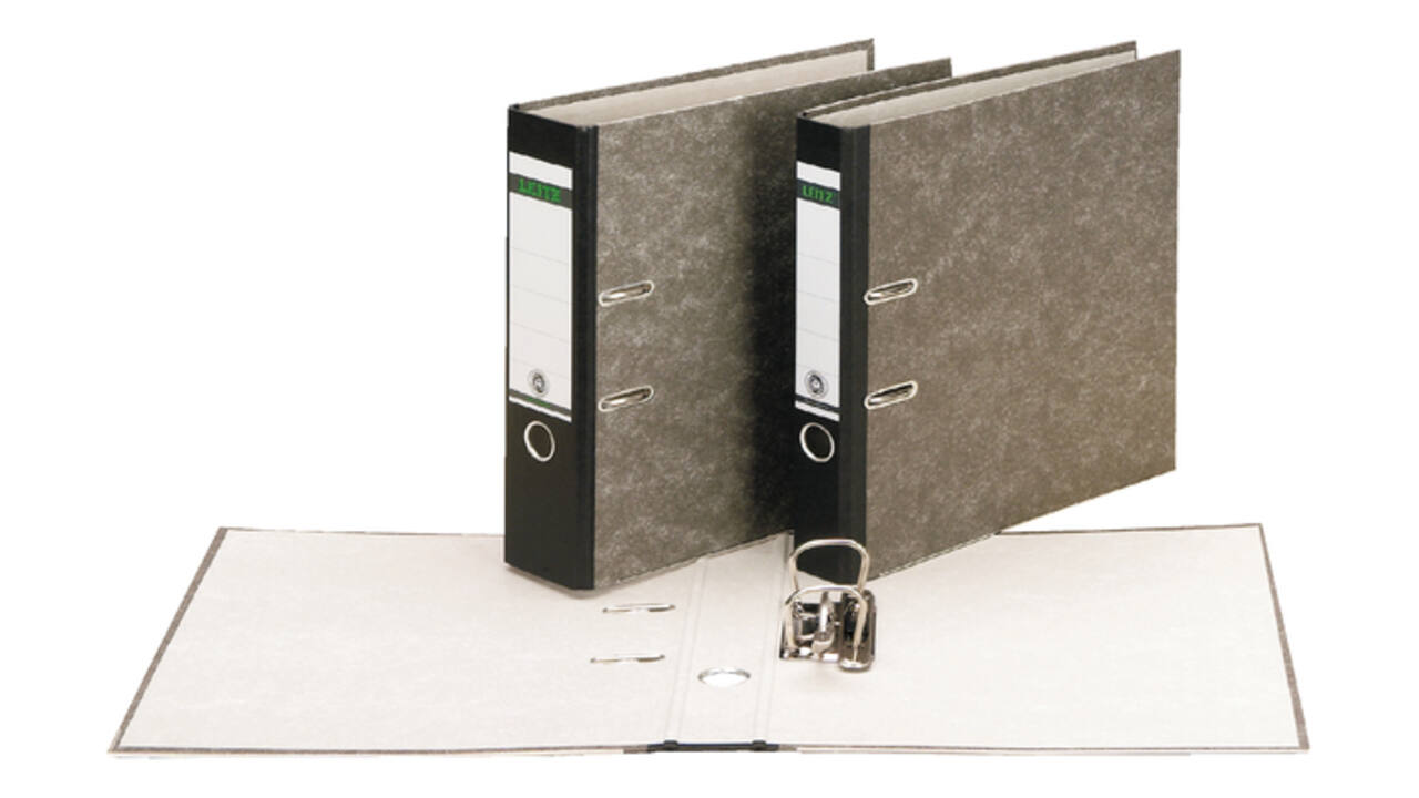 Ordner Leitz 1080 klassiek gewolkt 180° 80mm karton A4 zwart