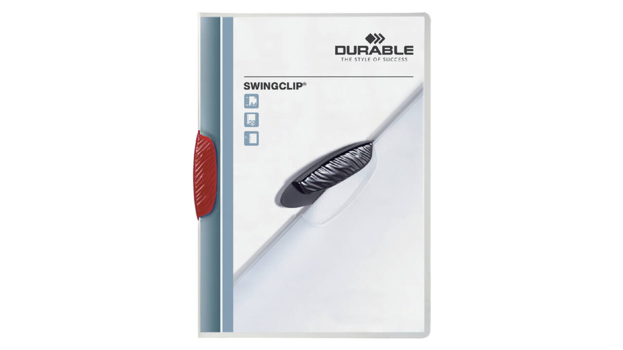 Klemmap Durable Swingclip 30 vellen rood