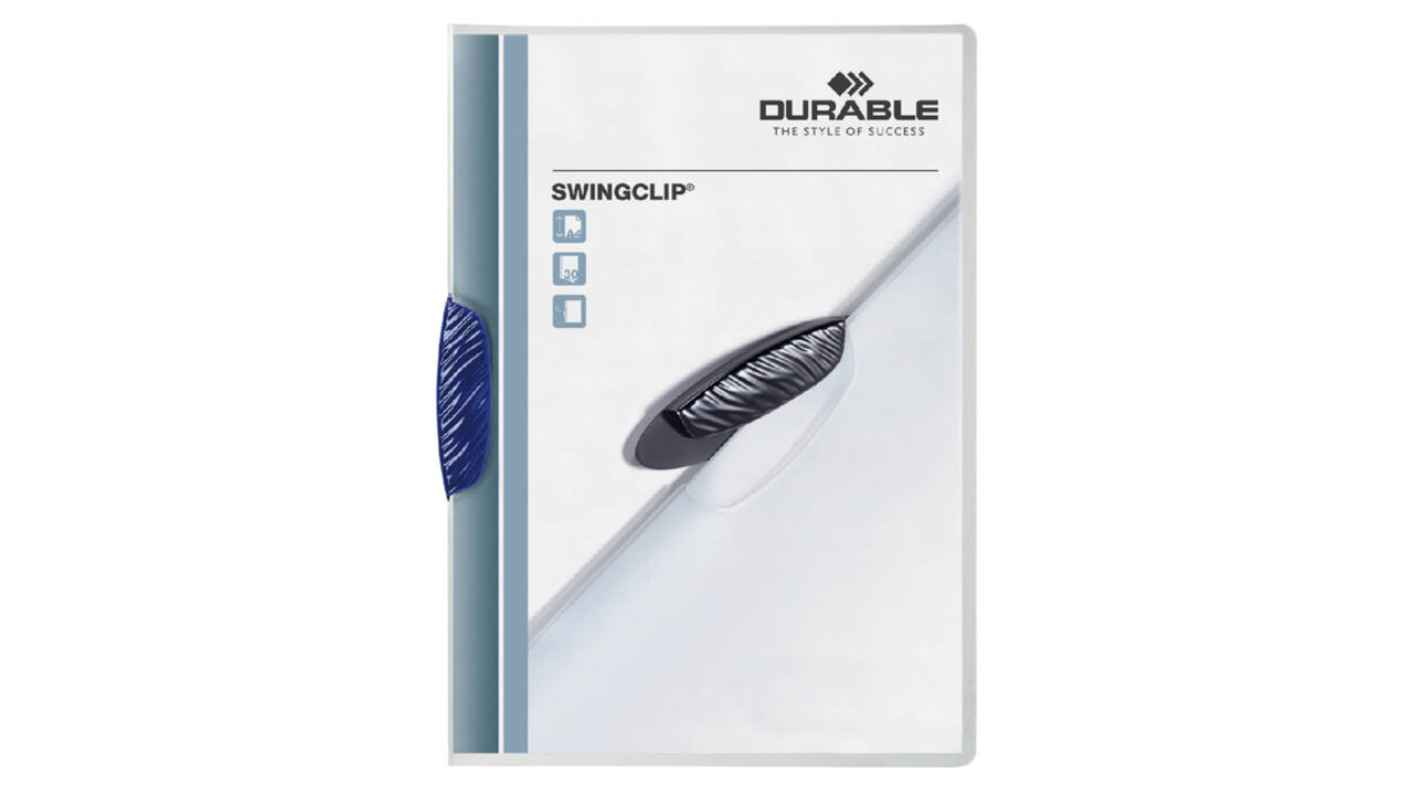 Klemmap Durable Swingclip 30 vellen blauw