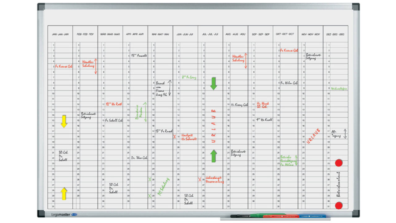 Planbord Legamaster premium jaarplanner verticaal 60x90cm