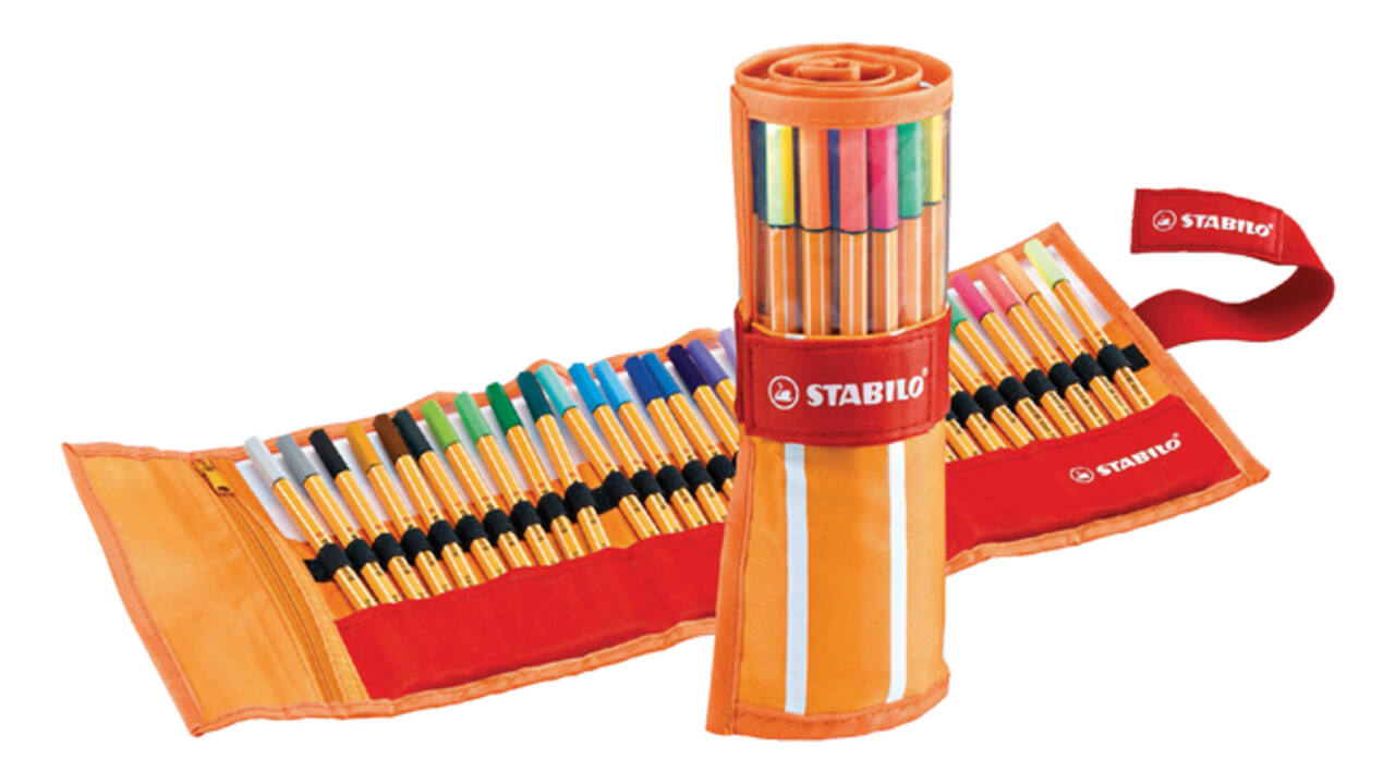 Fineliner STABILO point 88/30 rollerset oranje/rood fijn assorti 30st