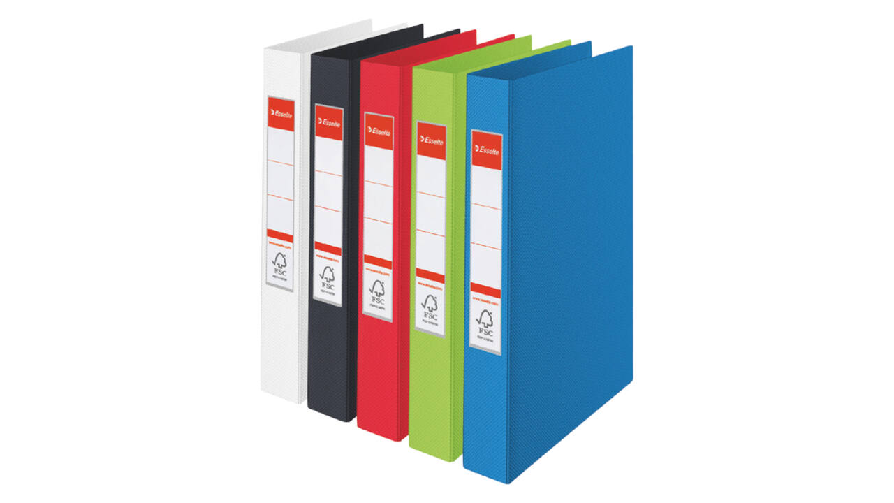 Ringband Esselte Standaard A4 25mm 30% gerecycled PP folie assorti