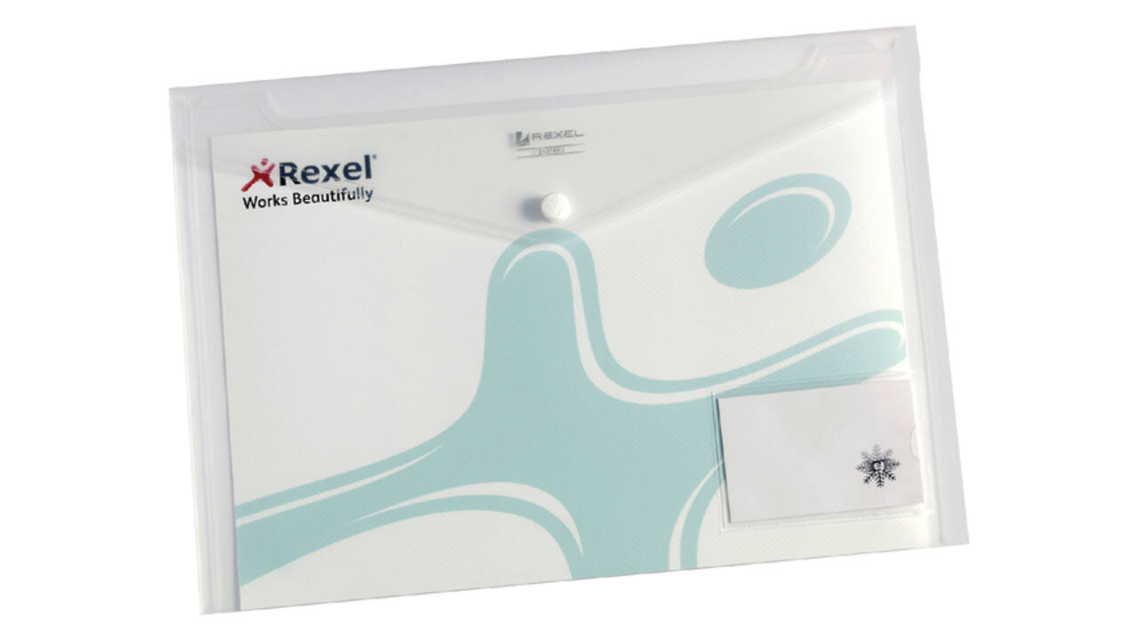 Enveloptas Rexel ice A4 + visitekaart transparant 5 stuks