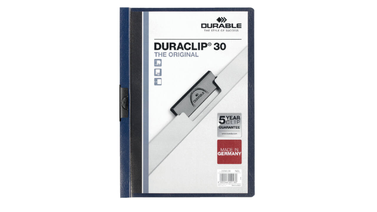 Klemmap Durable Duraclip A4 3mm 30 vellen nachtblauw