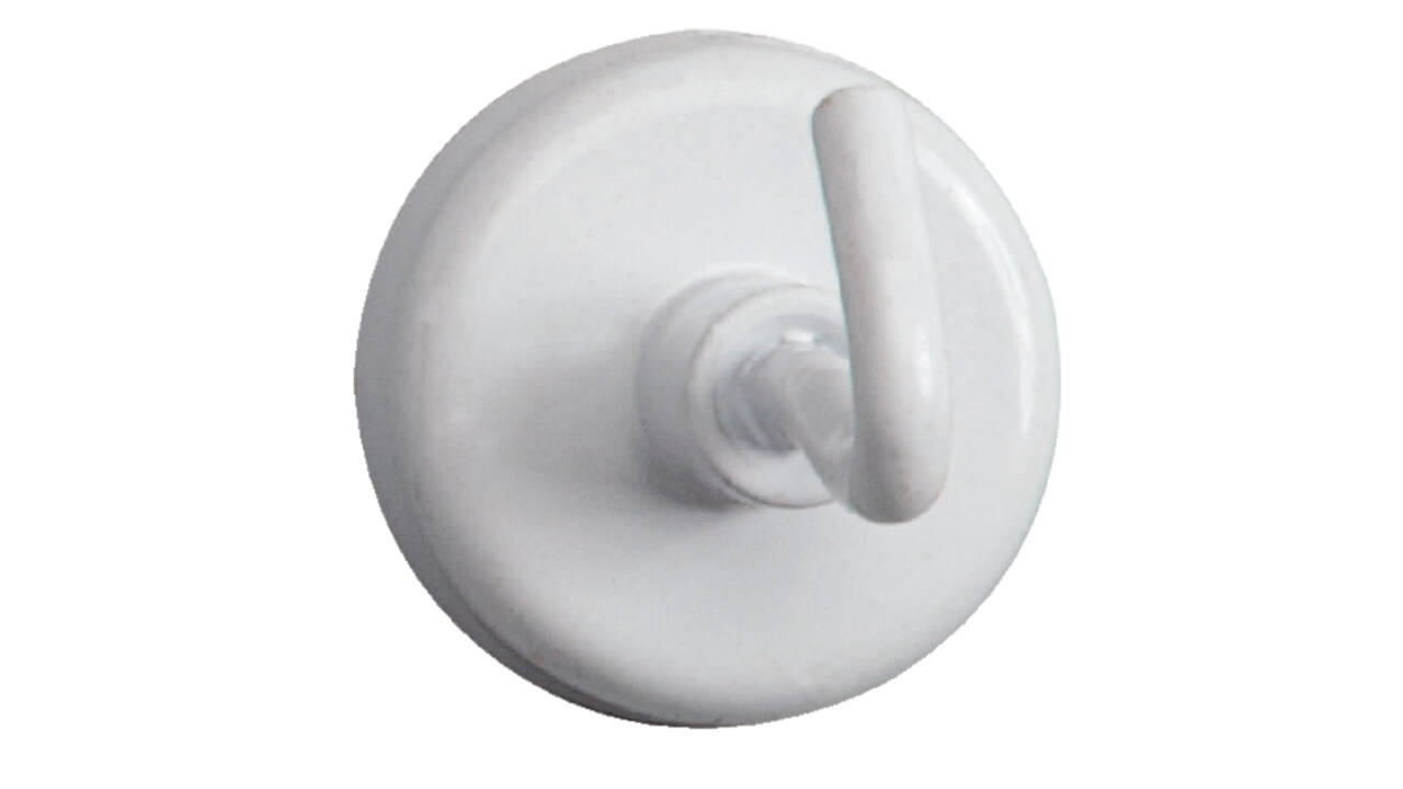 Magneet met haak MAUL 25mm trekkracht 3kg wit 5 stuks