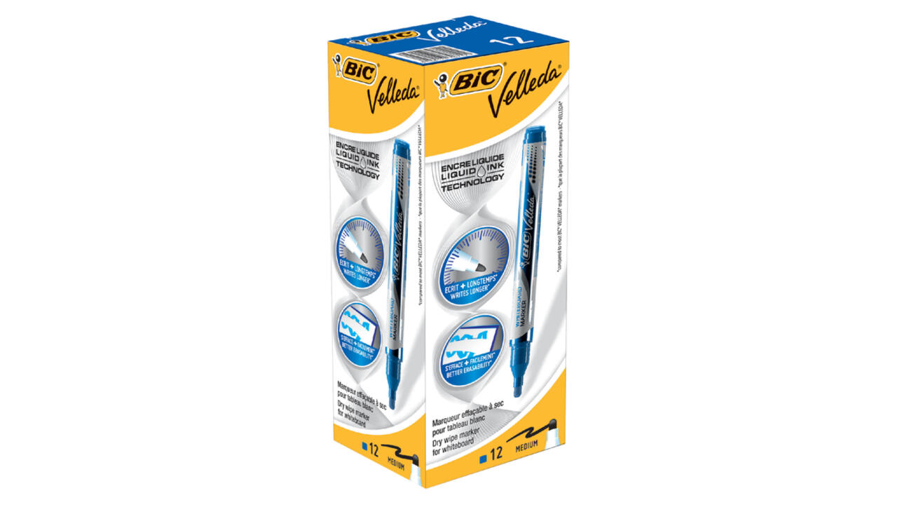 Whiteboardmarker Bic Velleda liquid rond medium blauw