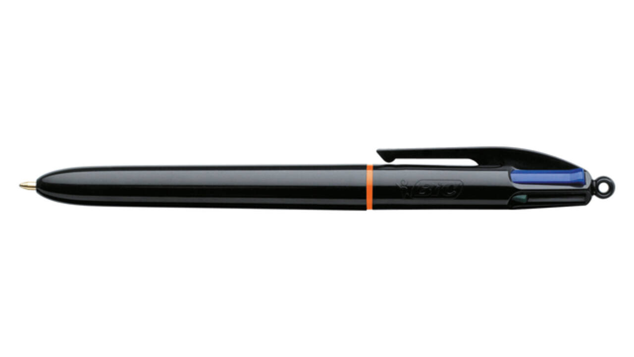 Balpen Bic 4kleuren Pro met ring medium zwart