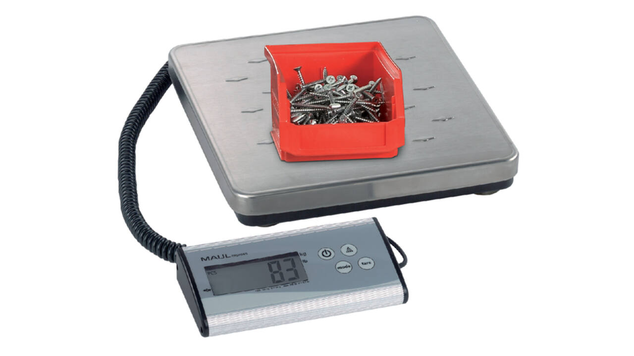 Pakketweger MAUL Cargo 120kg metalen plateau 27x27cm +9V batterij zilver