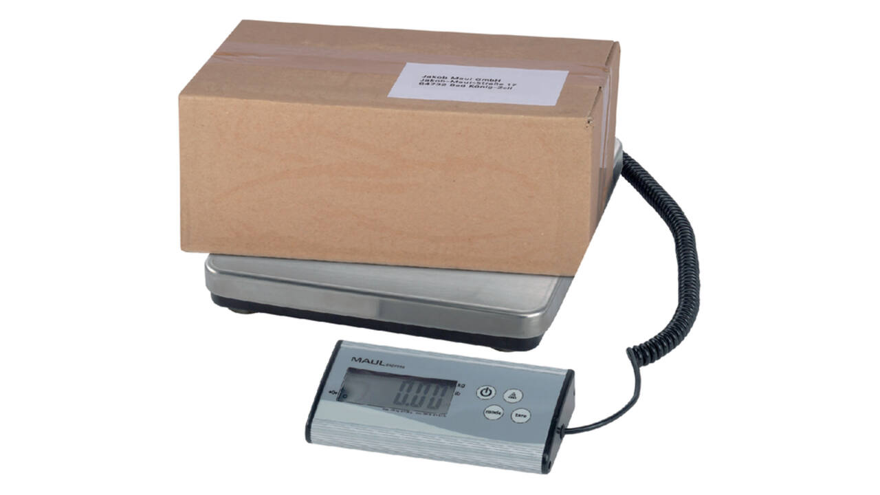 Pakketweger MAUL Cargo 50kg metalen plateau 27x27cm + 9V batterij zilver