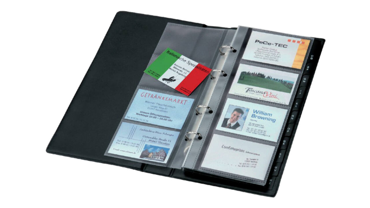 Visitekaartringband Sigel VZ300 200 kaarten 90x58mm kunststof zwart
