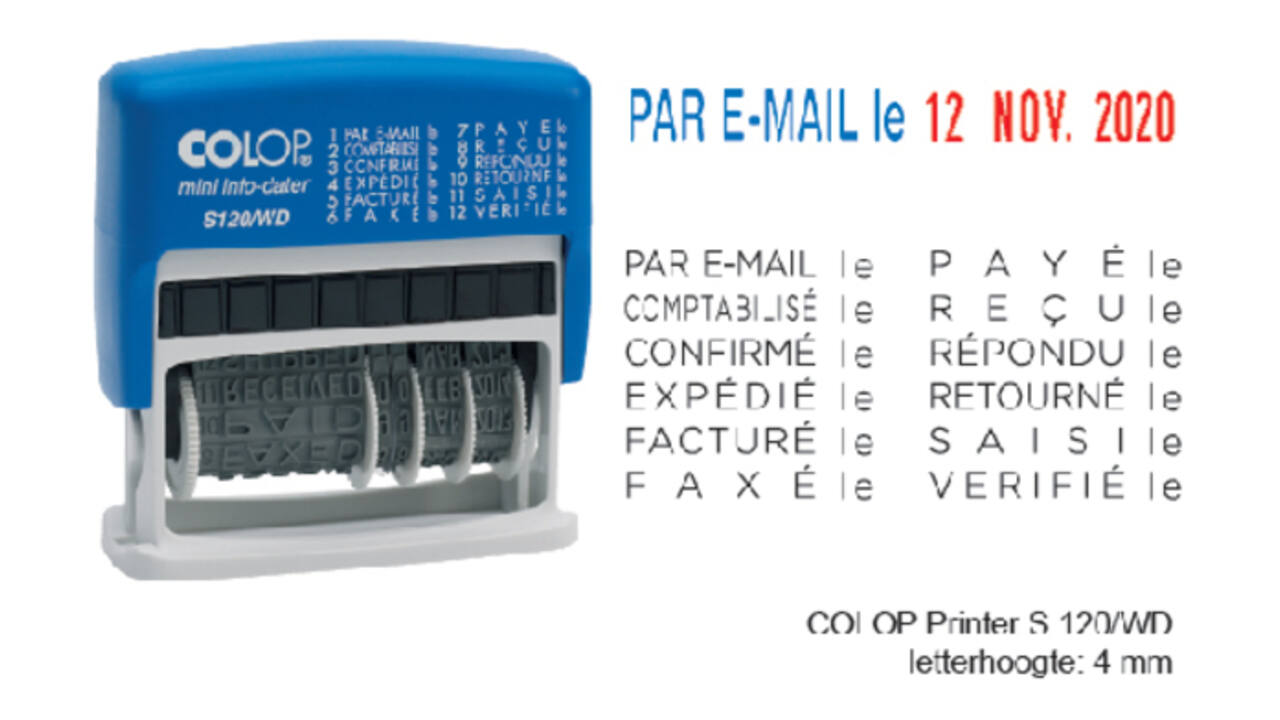Woord-datumstempel Colop S120 mini-info dater 4mm frans