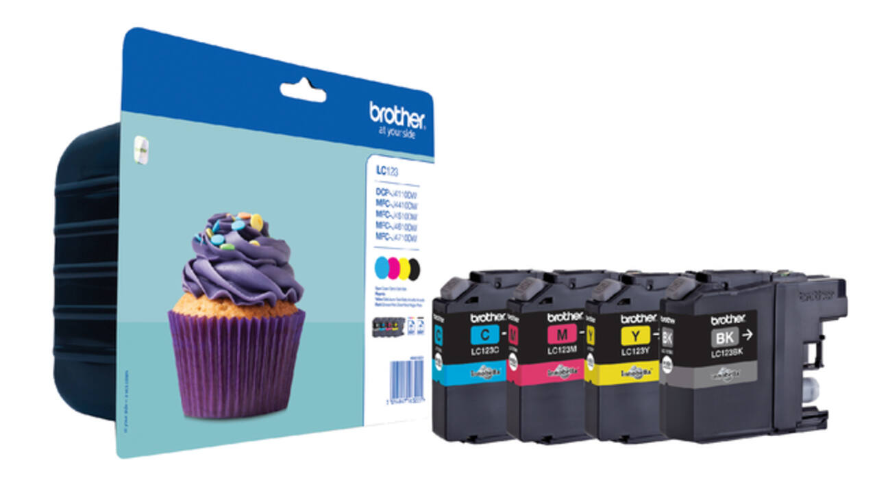 Inktcartridge Brother LC-123VALBP zwart + 3 kleuren
