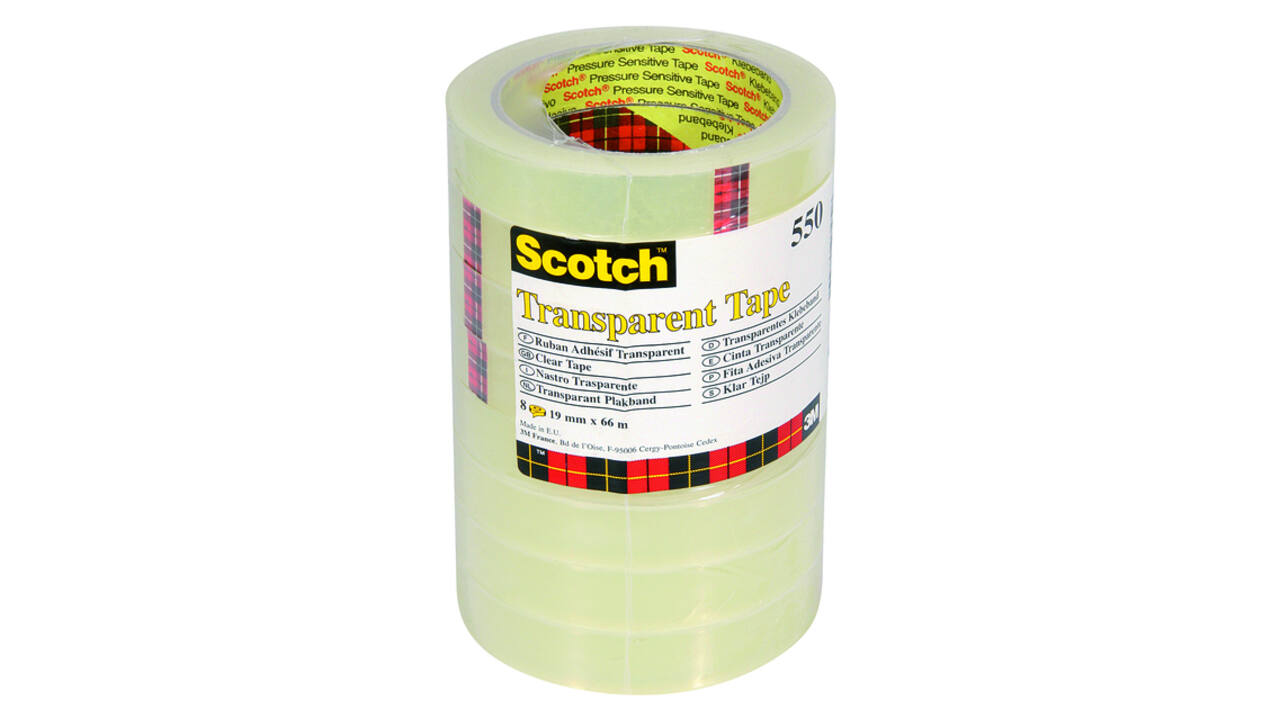 Plakband Scotch 550 19mmx66m transparant 8 rollen