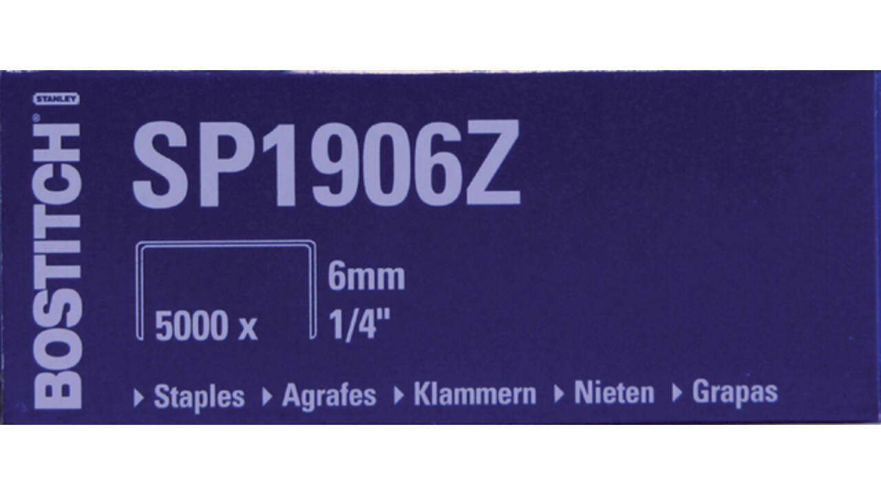 Nieten Bostitch SP1906Z staal 6mm rechte rug 5000 stuks