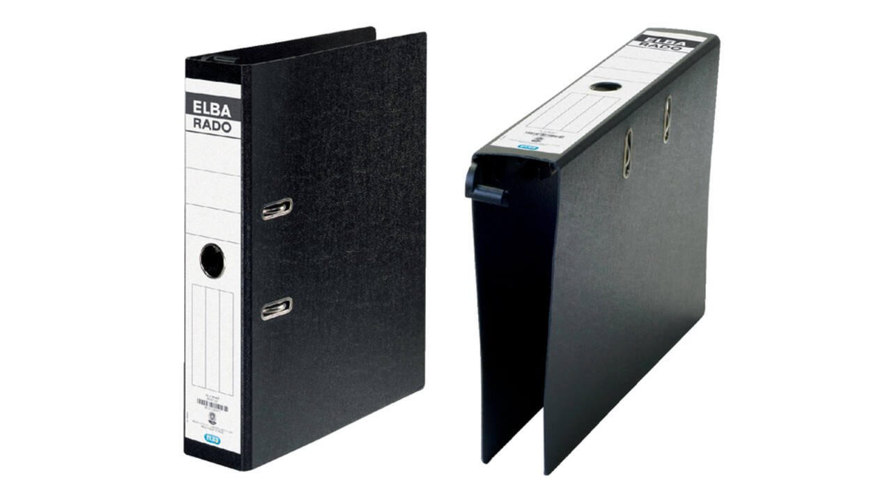 Hangordner Elba Rado 75mm karton zwart gewolkt
