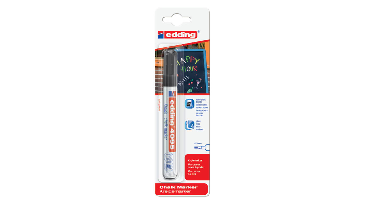 Krijtstift edding 4095 rond 2-3mm zwart blister à 1 stuk