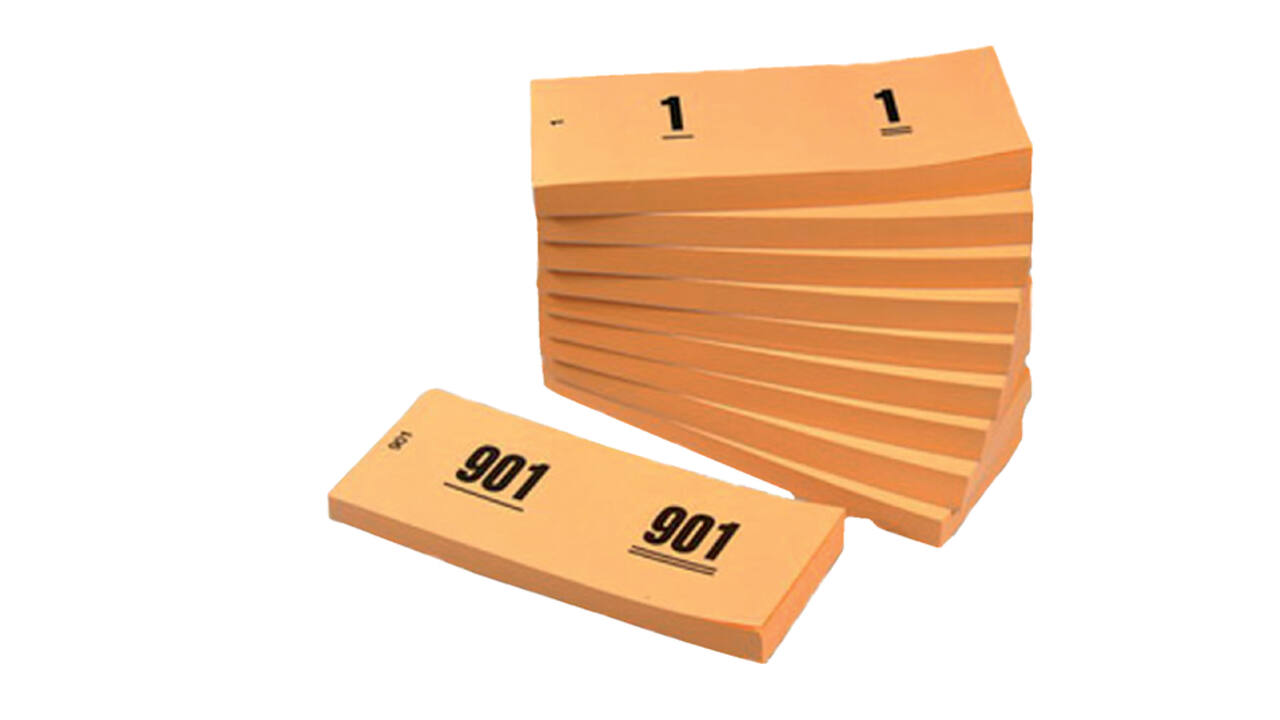 Nummerblok 42x105mm nummering 1-1000 oranje 10 stuks