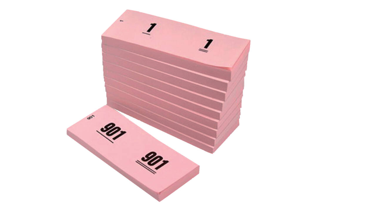 Nummerblok 42x105mm nummering 1-1000 roze 10 stuks