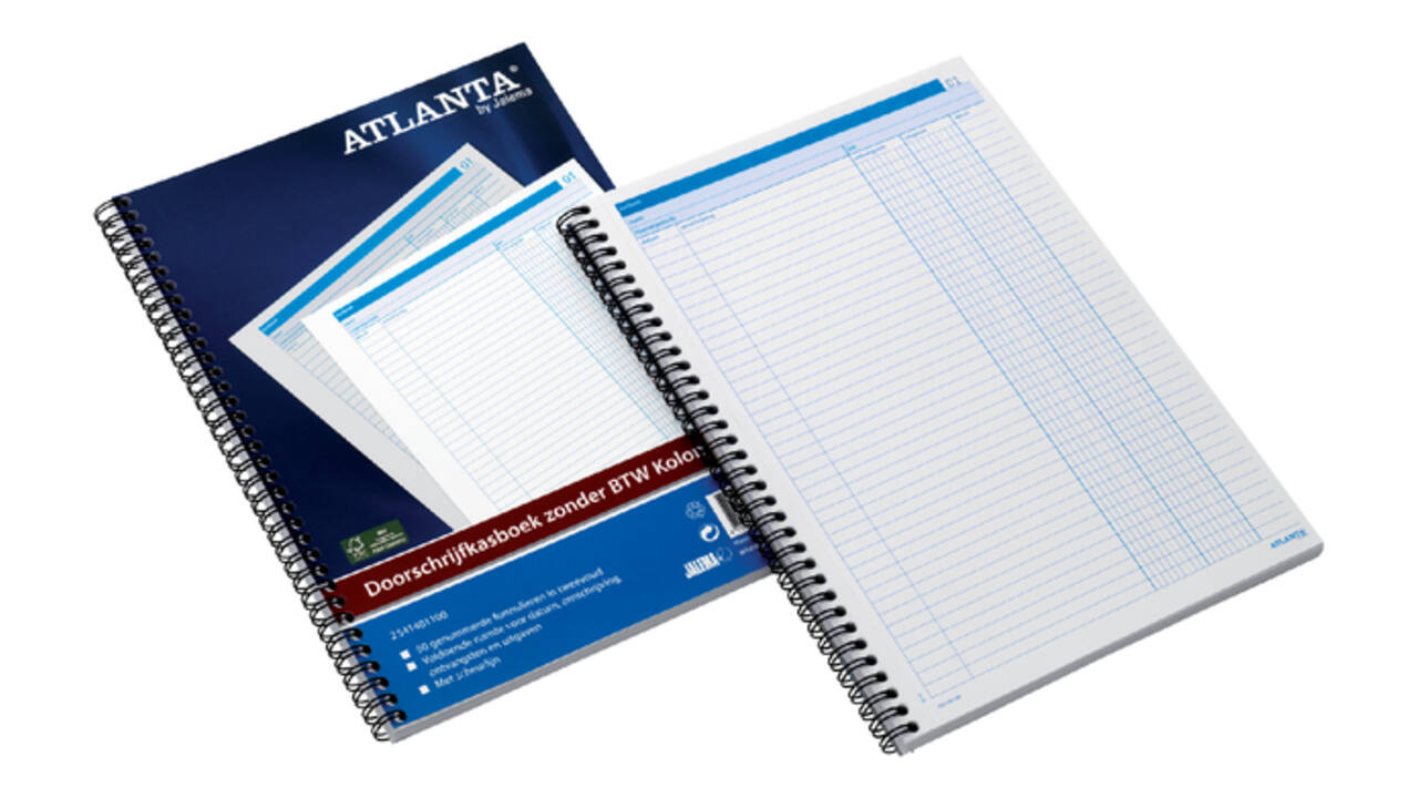 Doorschrijfkasboek Djois Atlanta met kopie (carbon) A4 2 geldkolommen wit