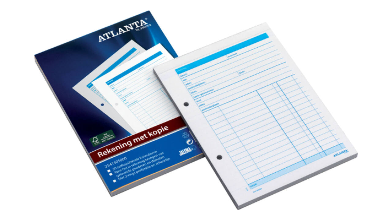 Rekeningblok Djois Atlanta A4 50x2vel zelfkopierend wit