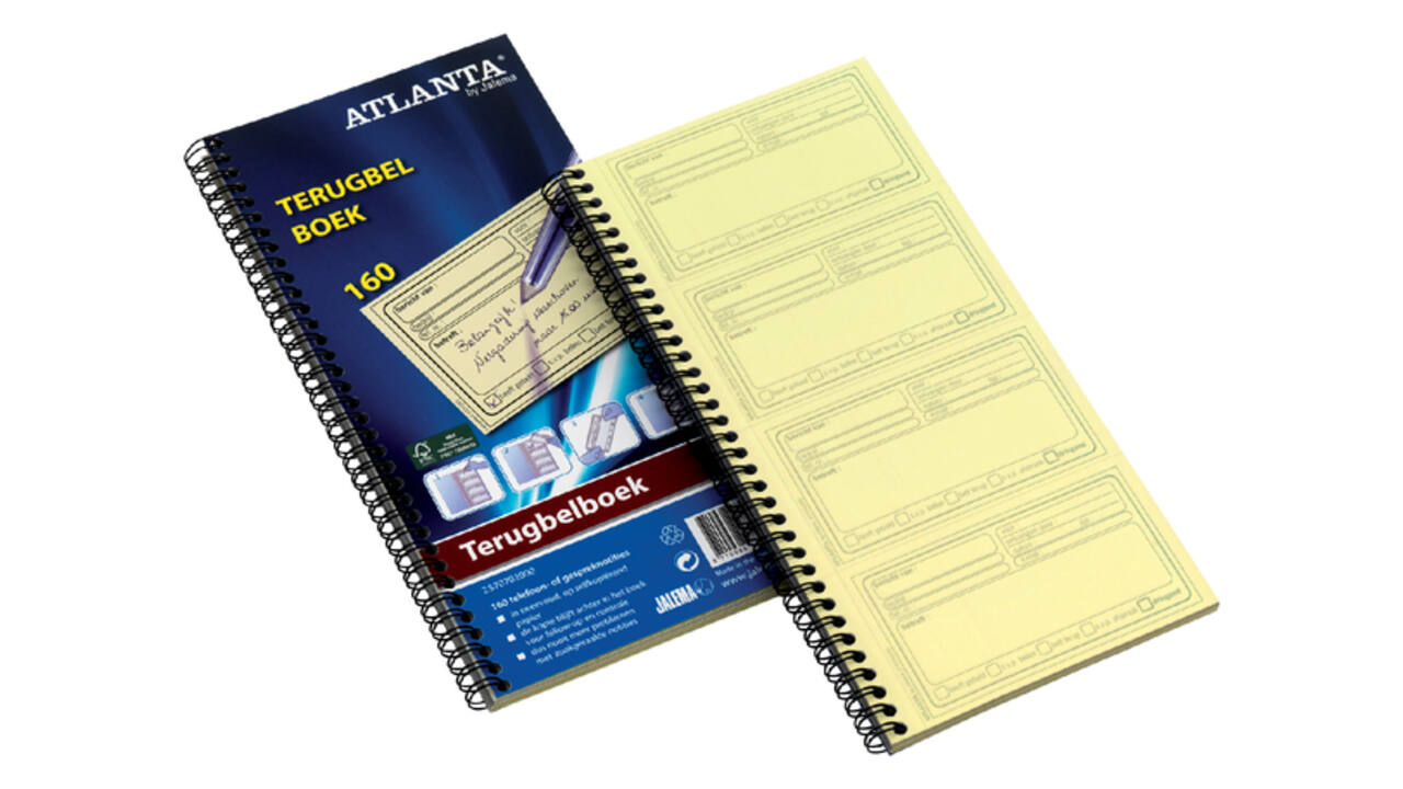Terugbelboek Djois Atlanta recycled papier 74x128mm 400notities 100vel