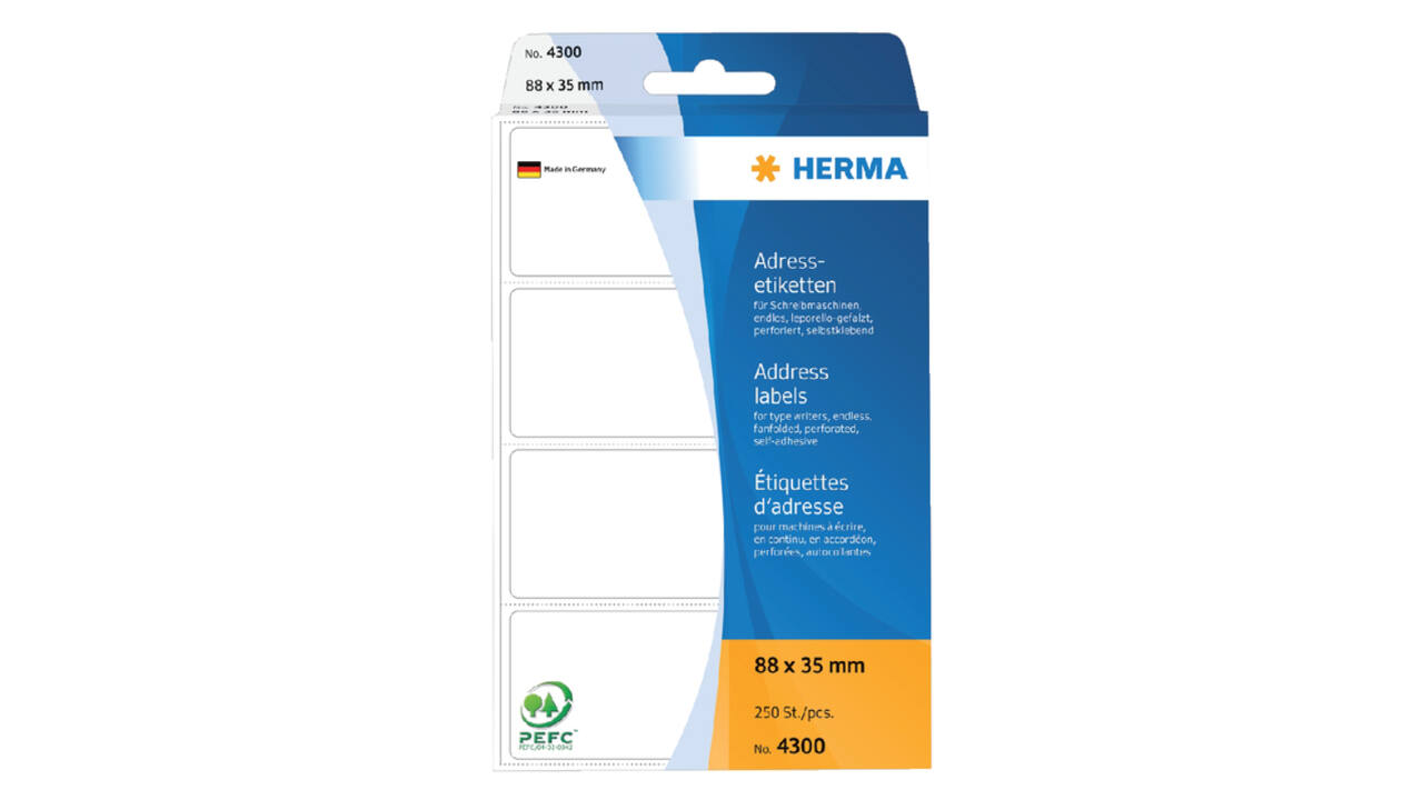 Etiket HERMA adres 4300 88x35mm zig-zag 250 stuks