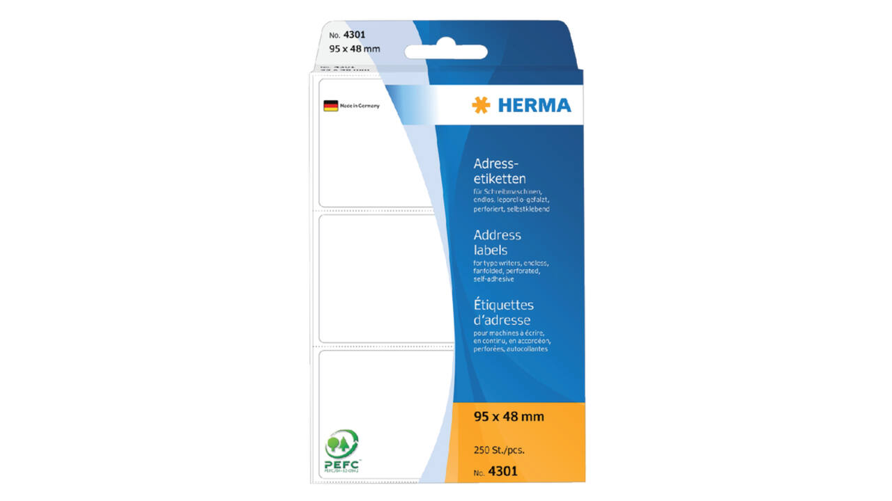 Etiket HERMA adres 4301 95x48mm zig-zag 250 stuks