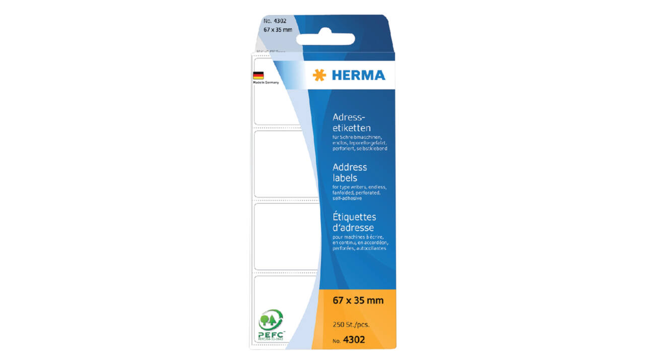 Etiket HERMA adres 4302 67x35mm zig-zag 250 stuks