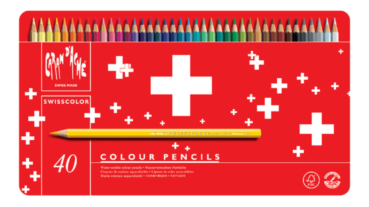 Kleurpotloden Caran d'Ache Swisscolor aquarel 40 stuks assorti