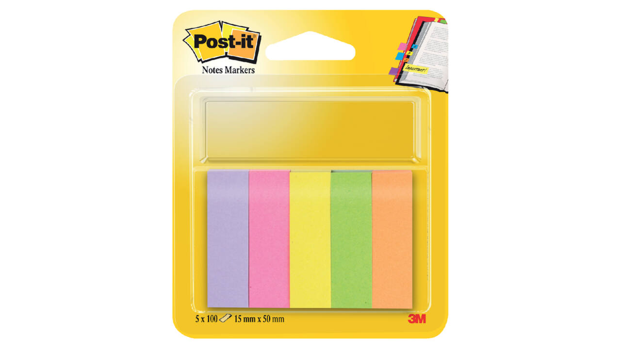 Markeerstrook Post-it 670 15x50mm papier assorti 5x100vel