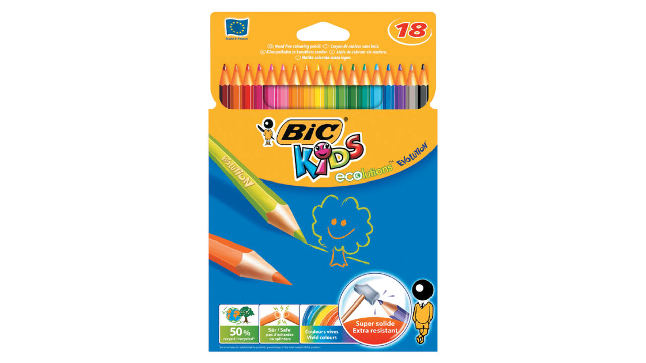 Kleurpotloden BicKids Evolution ecolutions ass blister à 18st
