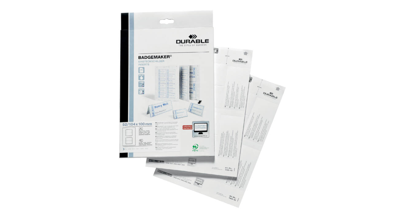 Badgekaart Durable 1420 bedrukbaar A6 80 stuks
