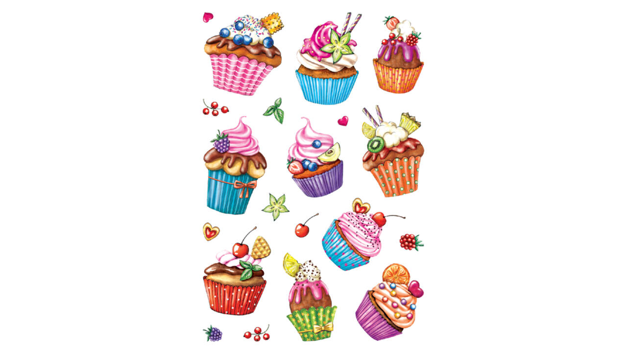 Etiket HERMA 3387 cupcakjes glitter