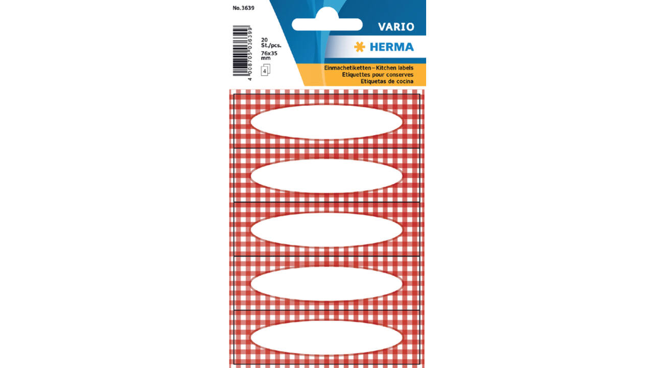 Etiket HERMA 3639 keuken ruit rood