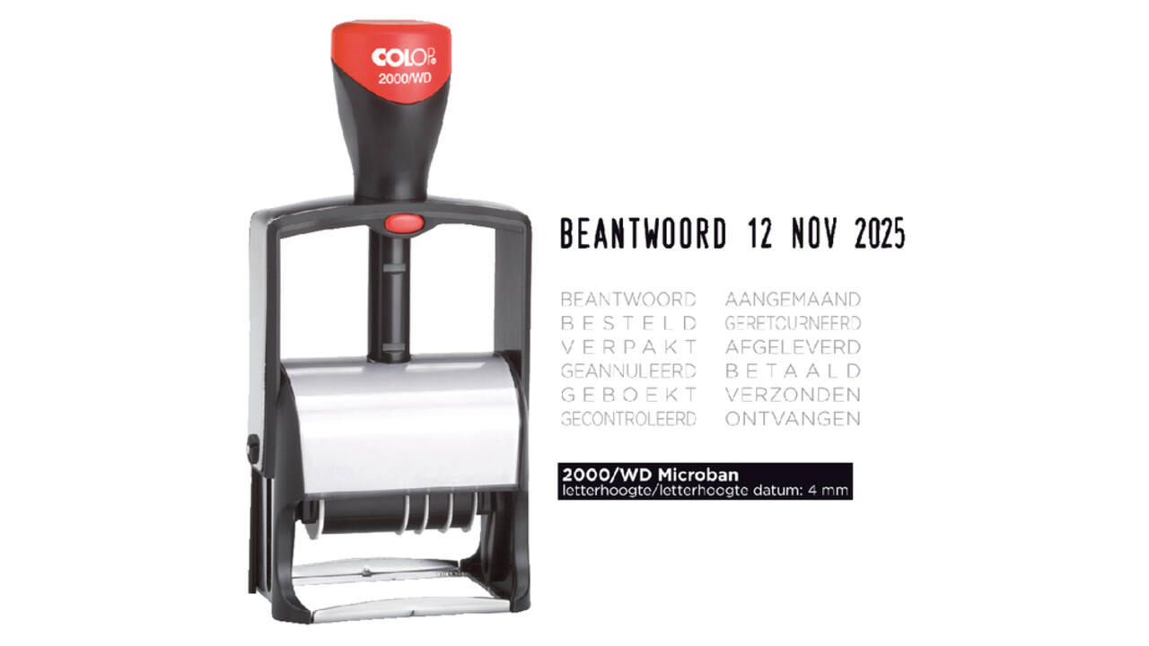 Woord-datumstempel Colop Heavy Duty 2000/WD Classic Line 12 teksten