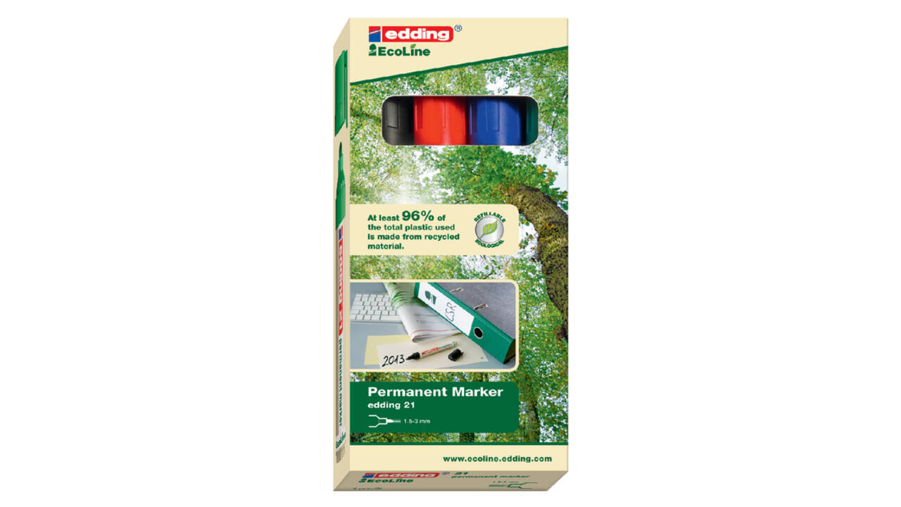 Viltstift edding 21 EcoLine rond assorti 1.5-3mm doos à 4st