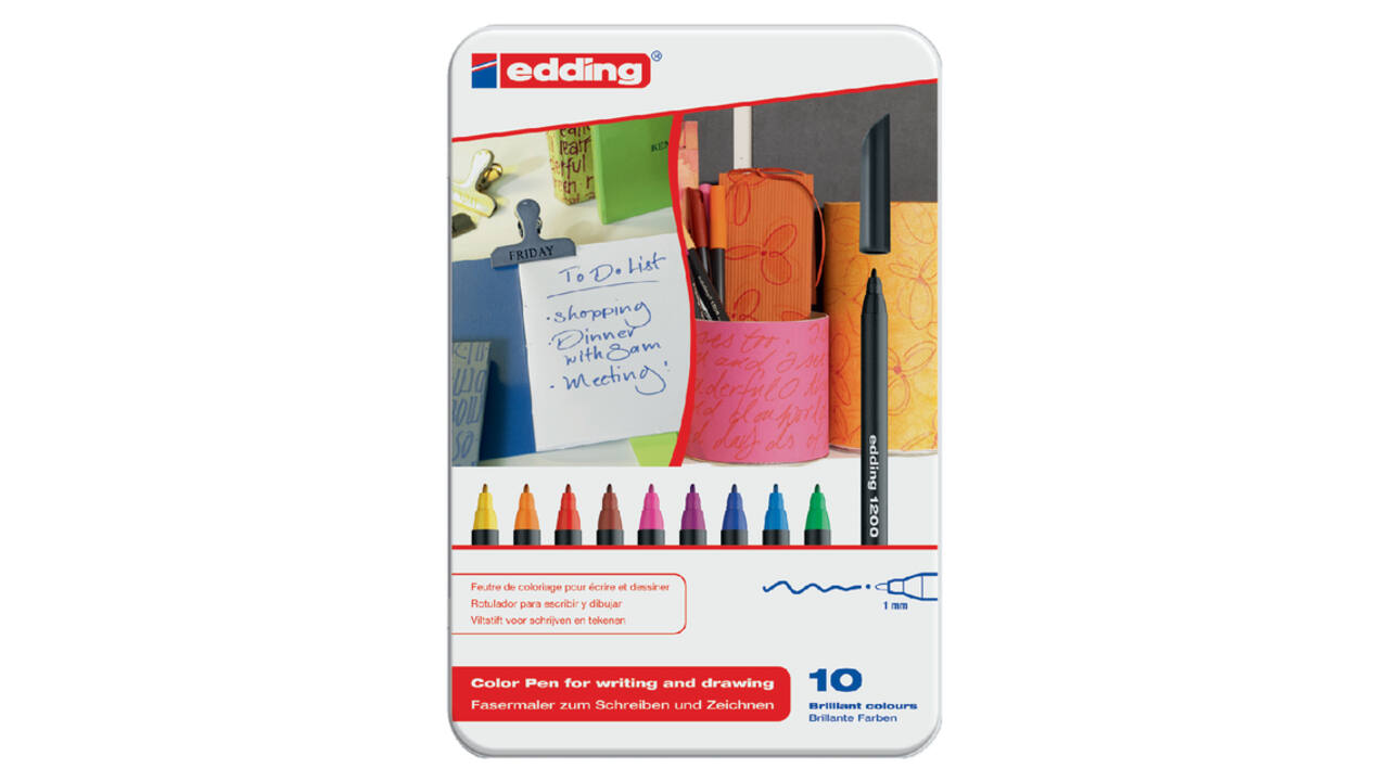 Fineliner edding 1200 fijn assorti blik à 10 stuks