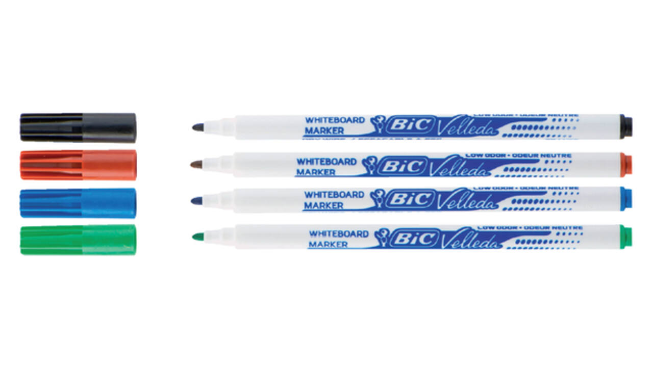 Whiteboardmarker Bic Velleda 1721 rond fijn assorti set à 4 stuks