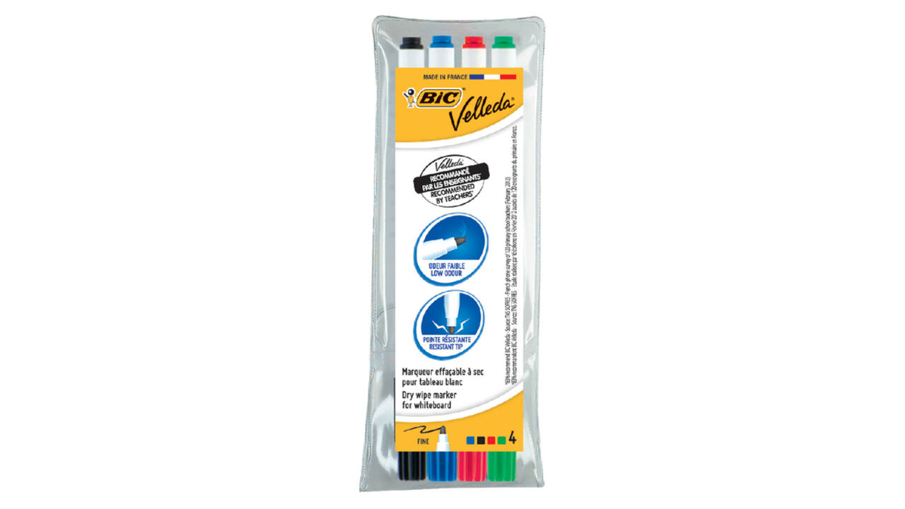 Whiteboardmarker Bic Velleda 1721 rond fijn assorti set à 4 stuks