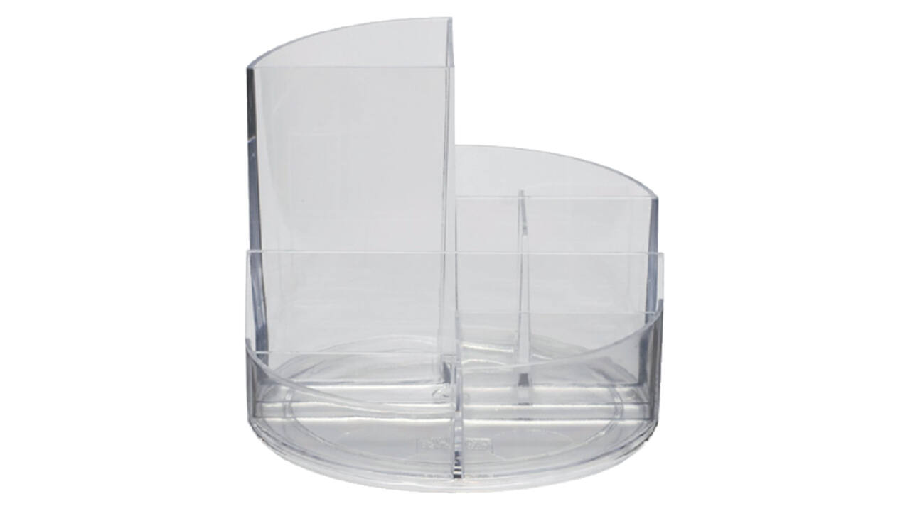 Pennenkoker MAUL roundbox 7 vakken Ø140x125mm transparant