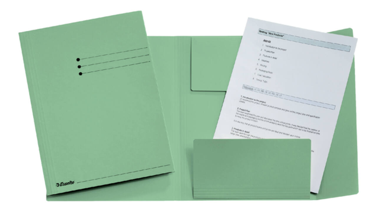 Dossiermap Esselte A4 3 kleppen manilla 275gr groen