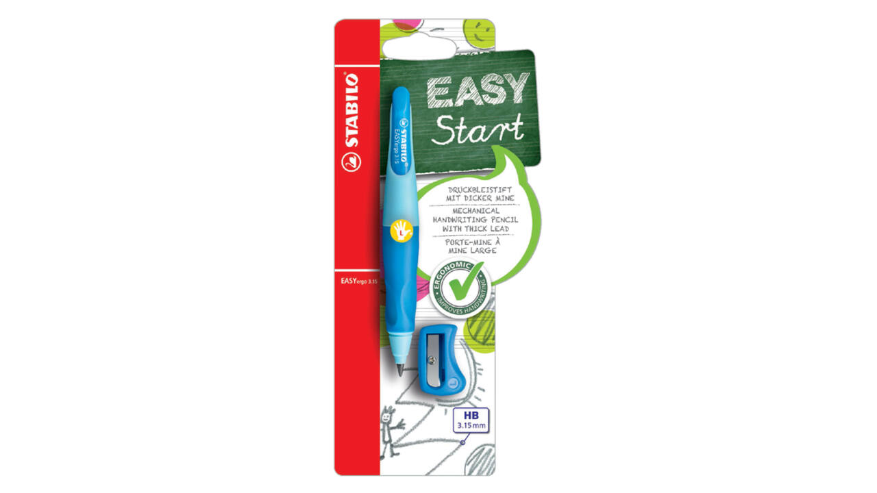 Vulpotlood STABILO Easyergo HB 3.15mm links bl/dblauw slijper blister