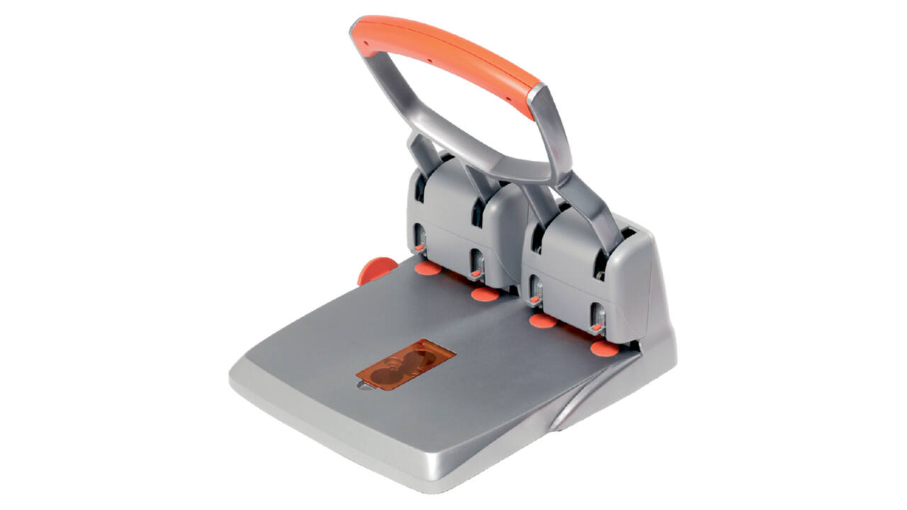 Perforator Rapid Supreme HDC150/4  heavy duty  4-gaats 150 vel zilver/oranje