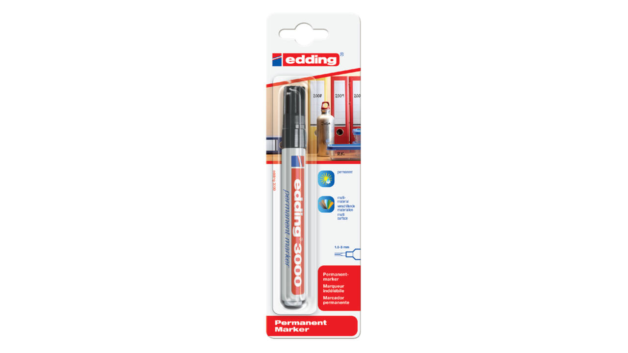 Viltstift edding 3000 rond 1.5-3mm zwart blister à 1 stuk